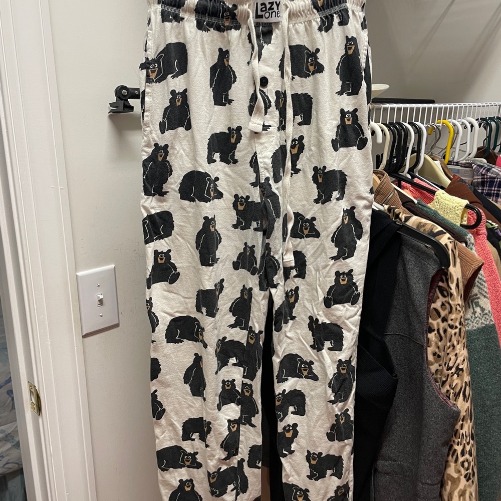 Lazy One Black Bear Print Pants